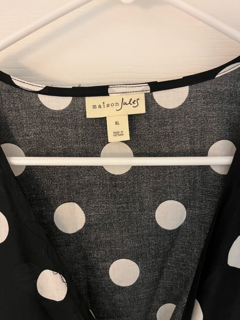 Maison Jules Black and White Polka Dot Wrap Midi Dress - Picture 4 of 8